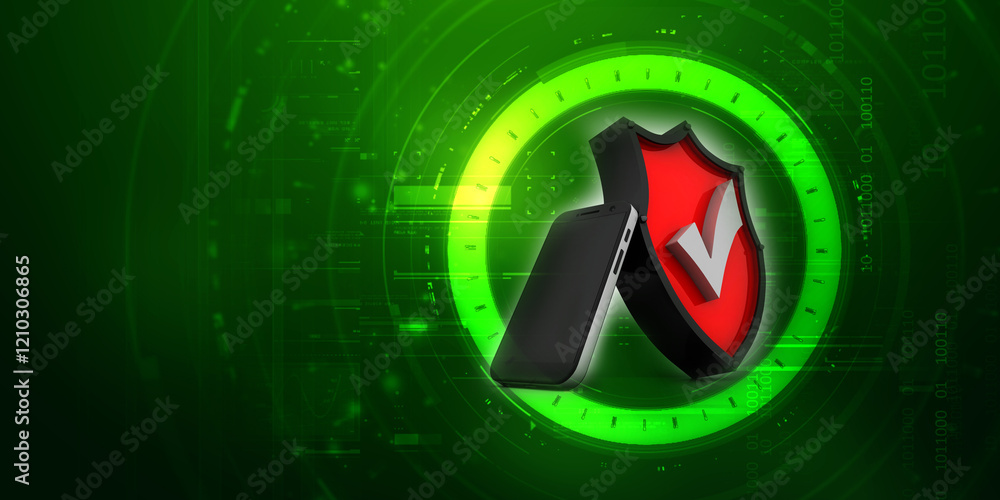 Poster 3d rendering transmitter mobile with shield