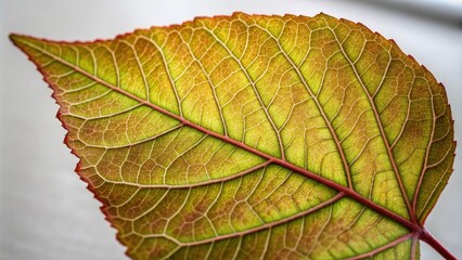 Obraz premium Close-up of a single macro leaf unfolding its veins and revealing intricate details in the center, photograph, photography, pattern, vein