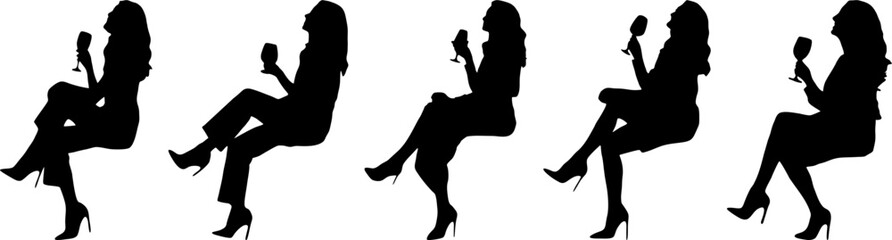 set of silhouettes of woman vector