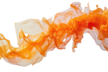 Splash of a transparent orange liquid on a white background PNG


