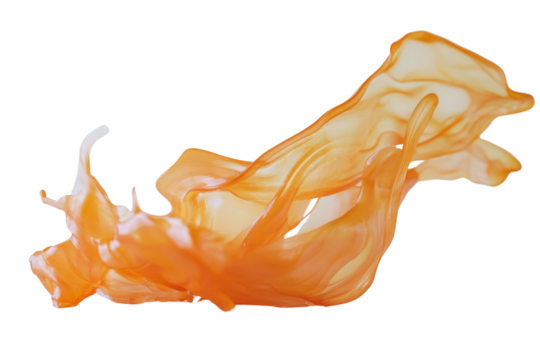 Splash of a transparent orange liquid on a white background PNG


