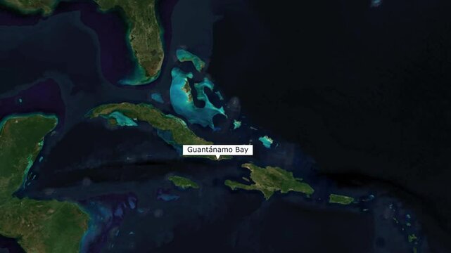 Geospatial Map of Guantanamo Bay Naval Base and Surrounding Areas.Guantanamo Bay map animation