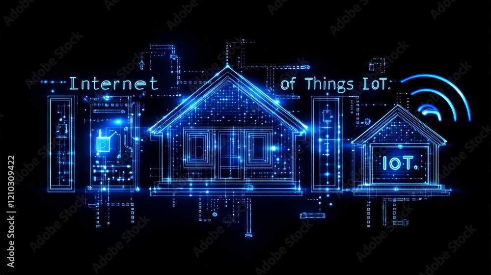 Poster phone controls smart home via internet. internet of things or iot technology of home automation. sma
