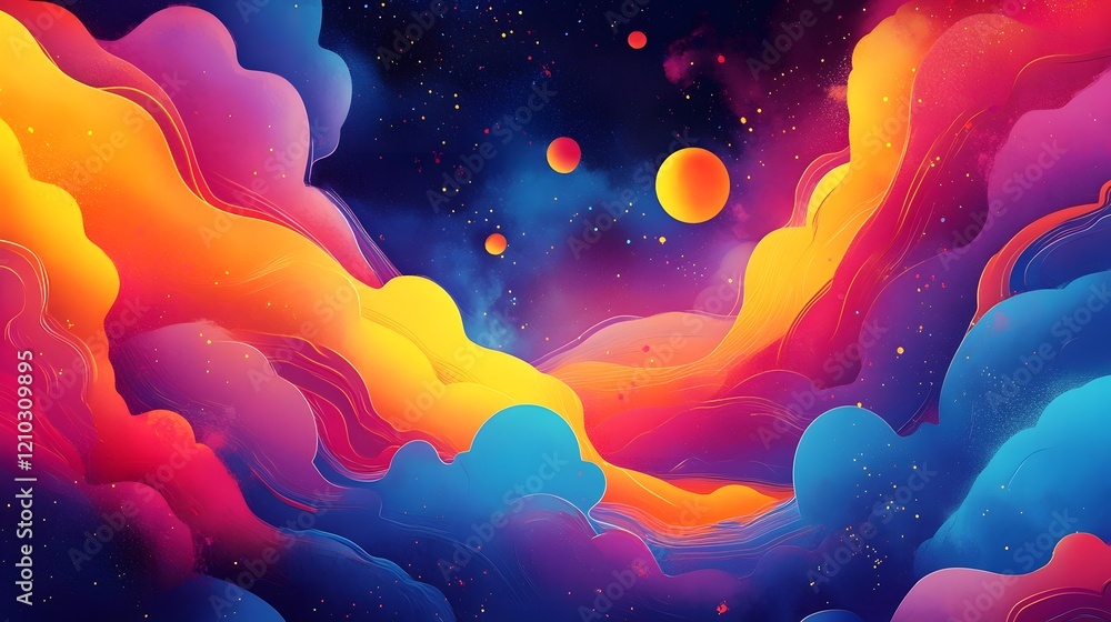 Poster captivating festive with vibrant gradient patterns and bold modern aesthetic elements for digital ar