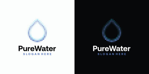 Pure clean water dots vector logo design with modern and simple abstract halftone style.