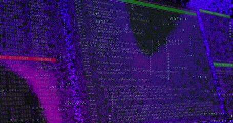 Image of computer data processing over dark background