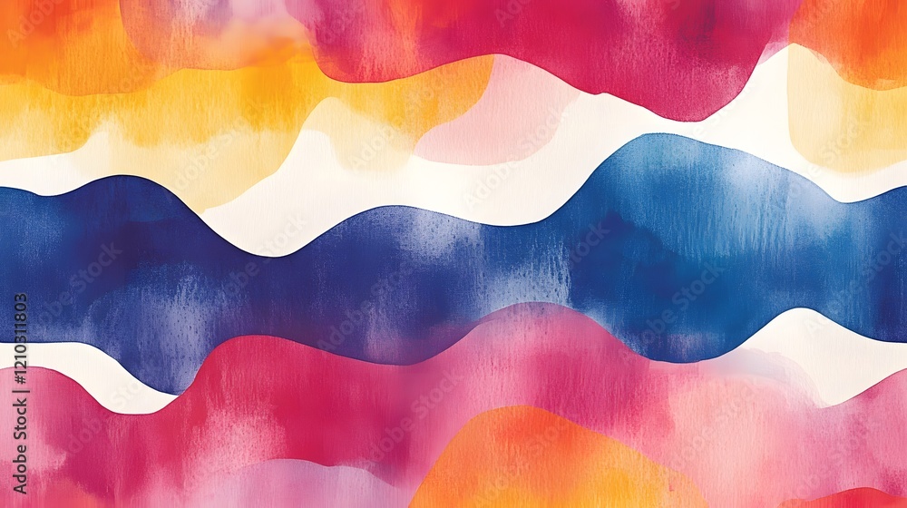 Poster vibrant watercolor abstract patterns with smooth creative layers and soft imaginative tones featurin