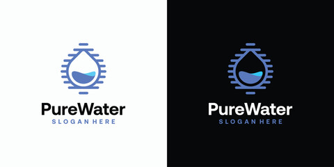 Pure clean water logo design with modern and simple abstract lines.