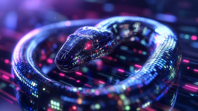Python programming language concept 3d illustration. Word cloud of python language terms