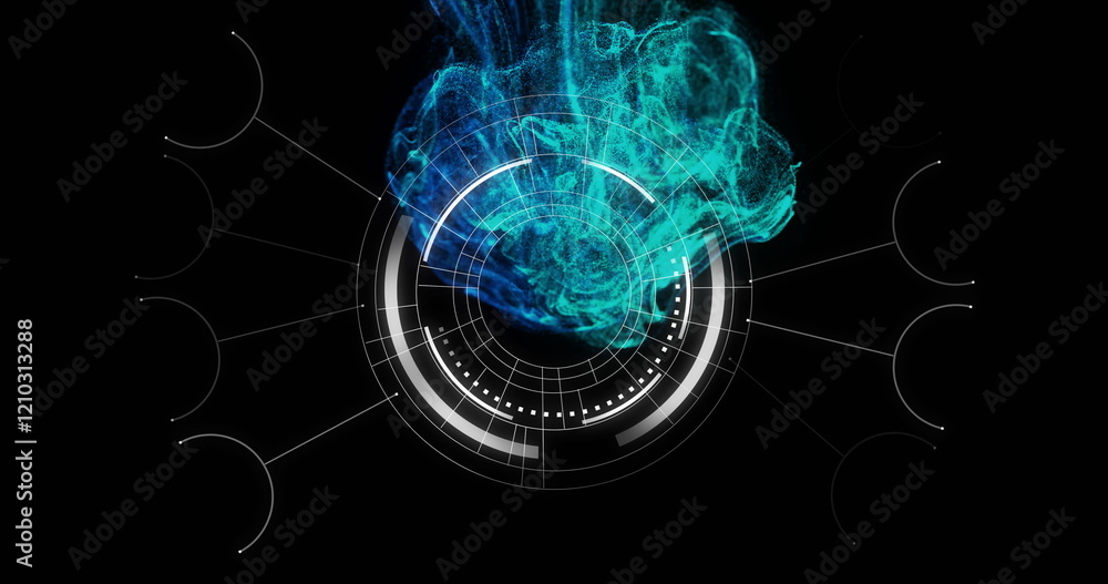Poster image of scope scanning over shapes on black background