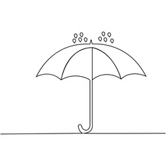 Fototapeta premium Umbrella icon continuous one line drawing outline vector illustration