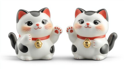 Charming Maneki Neko Cat Statues with Bell for Good Luck