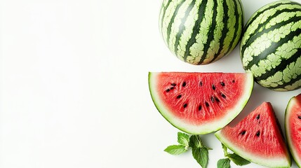 watermelon with green rind on a white background