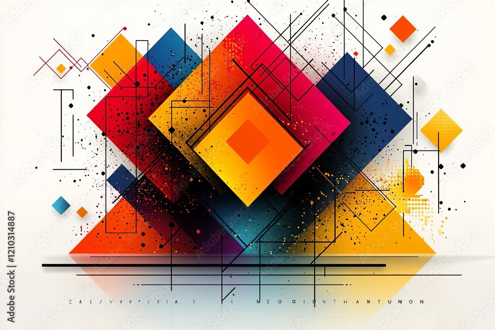 Poster geometric abstract shapes and lines vector illustration in different colors artwork pattern , isolat