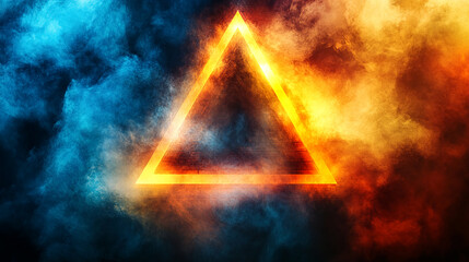 An image depicting clouds shaped like triangles with a fiery appearance.