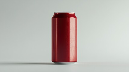 Bright Red Soda Can on Minimalist Background in Studio Lighting