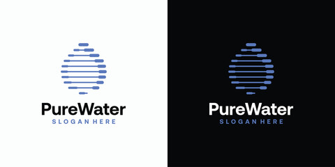 Pure clean water logo design with modern and simple abstract lines.