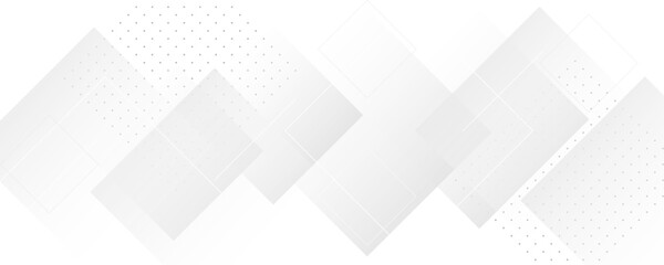 Modern and minimal concept white and gray abstract square pattern background. Elegant  geometric background with copy space template design for business, presentation, banner.