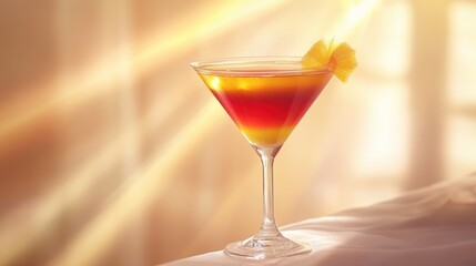 Refreshing Tropical Cocktail in a Elegant Glass with Garnish