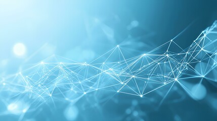 Abstract Digital Eye on Blue Technology Background Lines, Connected Dots, and Triangles 