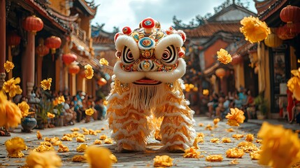 Golden Lion Dance, Chinese New Year, Vietnam