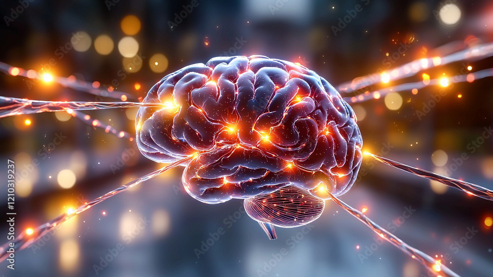 Poster ai generated neural network brain visualization digital space abstract art futuristic concept