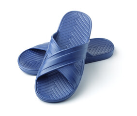 Pair of blue EVA slide sandals