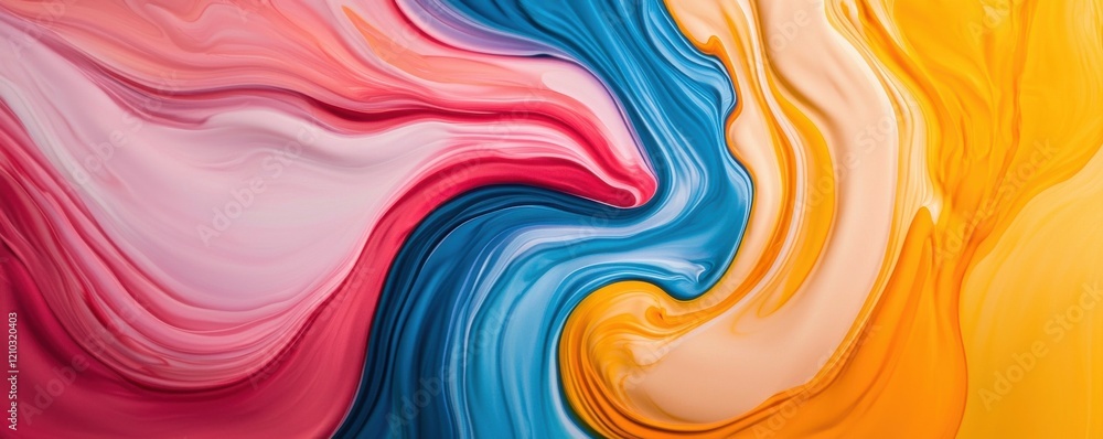 Poster a vibrant swirl of colors blending together, creating an abstract design that evokes emotion and cre