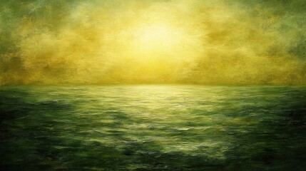 Tranquil Sea at Sunrise with Soft Green and Yellow Hues