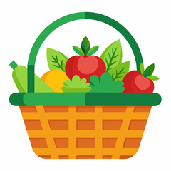 vegetables basket vector with white background
