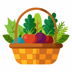 vegetables basket vector with white background