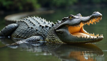 Obraz premium Powerful Crocodile in Water Stunning Wildlife Photo