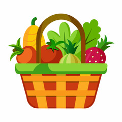 vegetables basket vector with white background