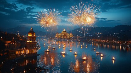 Fototapeta premium Kandy Esala Perahera Festival Fireworks