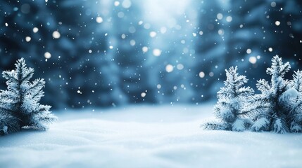 Fototapeta premium Serene winter landscape with snow-covered trees