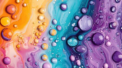 Abstract colorful oil and water texture with bubbles