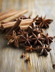 Aromatic Cinnamon Star aniseHerbs spices cooking ingredients 