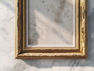 Classical Gold-Framed Artwork on a Marble Wall