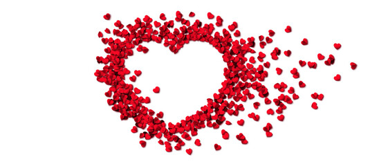 Hearts seamless pattern. Heart shaped rose petals fall. Heart paper confetti. Vector eps 10 illustration. Red color. Romantic floral background. Love backdrop. 14 February Valentine's Day.