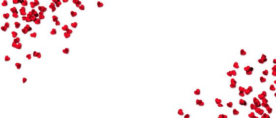 Hearts seamless pattern. Heart shaped rose petals fall. Heart paper confetti. Vector eps 10 illustration. Red color. Romantic floral background. Love backdrop. 14 February Valentine's Day.