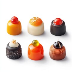 Fototapeta premium Assorted gourmet chocolates, dessert, studio shot, white background, confectionery