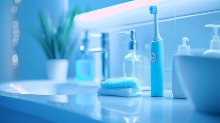 Electric toothbrush in the bathroom oral hygiene for personal dental care
