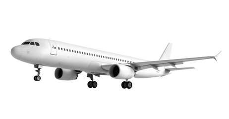 Obraz premium High detailed white airplane on transparent background, 3D render. high resolution PNG file