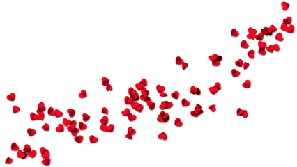 Hearts seamless pattern. Heart shaped rose petals fall. Heart paper confetti. Vector eps 10 illustration. Red color. Romantic floral background. Love backdrop. 14 February Valentine's Day.