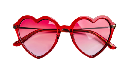 red color Heart-shaped glasses transparent background. high resolution PNG file