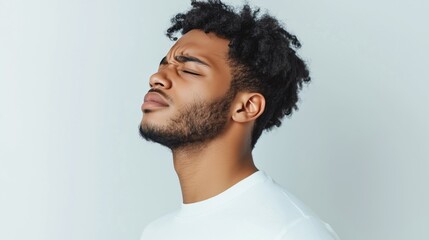Obraz premium Young man's thoughtful portrait minimalist photography in profile