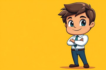 Confident Boy in Suit Vector Clipart Illustration