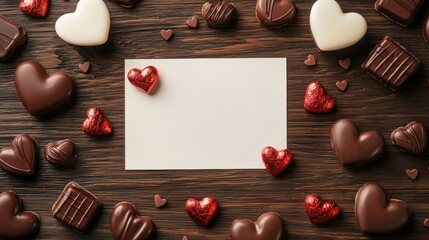 Romantic chocolate arrangement with blank card for messages