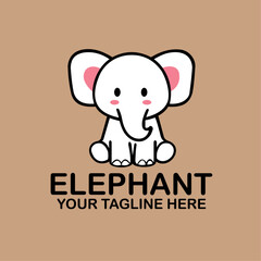 Kawaii Style Elephant Logo for Branding