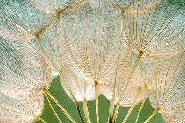 Delicate Dandelion Seed Heads Close Up Macro Photography